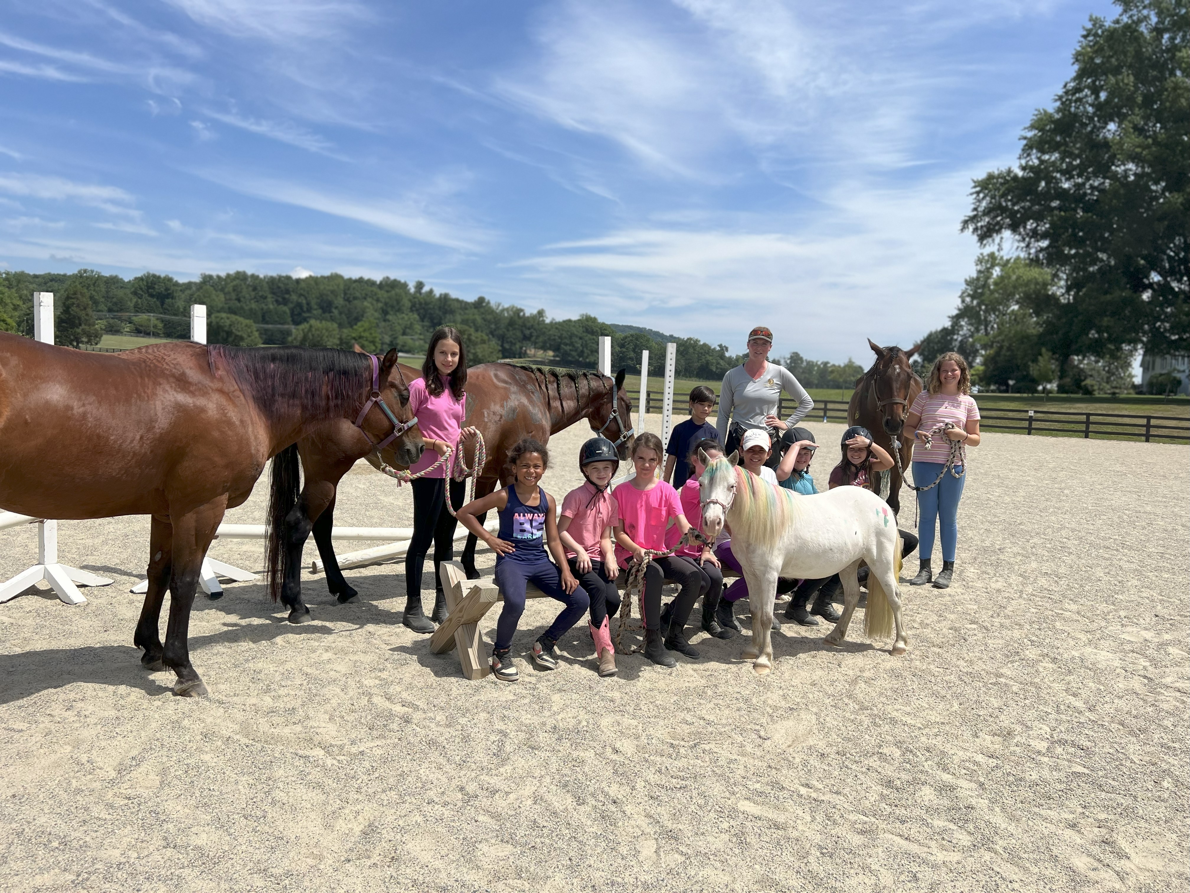 Campers with horses at Double C Ranch